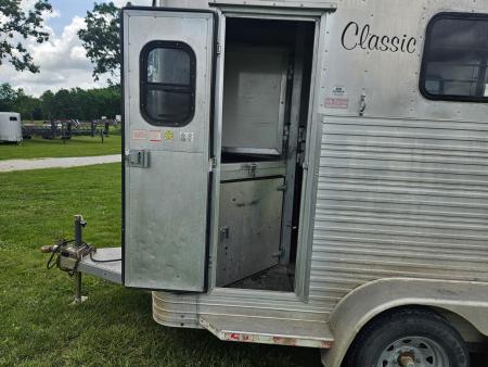 Used 1995 Cato 6X12 TANDEM 2 HORSE STRAIGHT LOAD ALUMINUM HAULER W/ SADDLE RACKS & 7.5' TALL