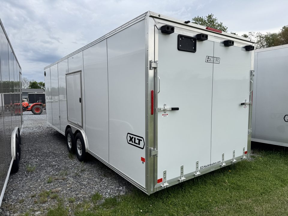 New 2026 E-Z Hauler EZEC8.5X24CH-XLT-P Car Hauler 6 FOOT 10 INCH INTERIOR 4 FOOT ESCAPE DOOR .080 POLY CORE SIDES FREE ALUMINUM WHEEL UPGRADE SUMMER SALE ON NOW