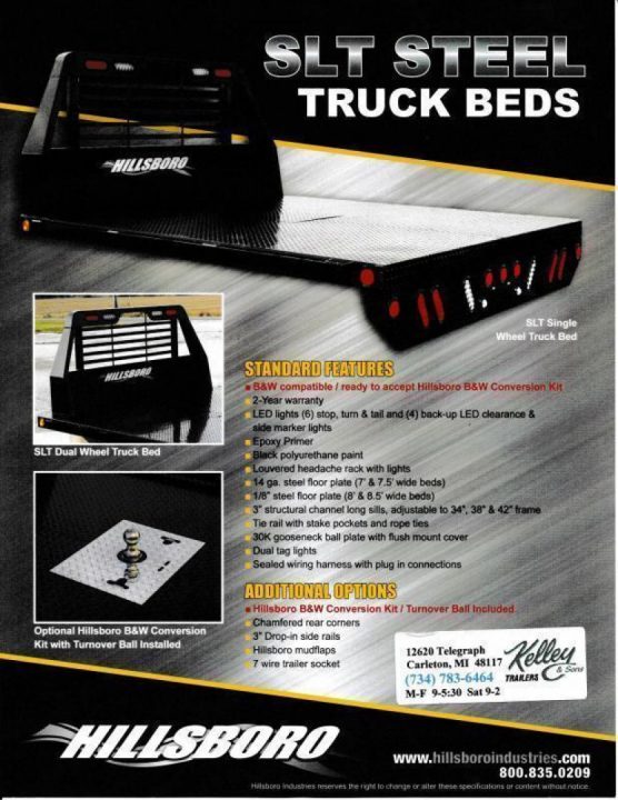 New 2026 Hillsboro SLT Steel Single Wheel Long Bed Truck Bed