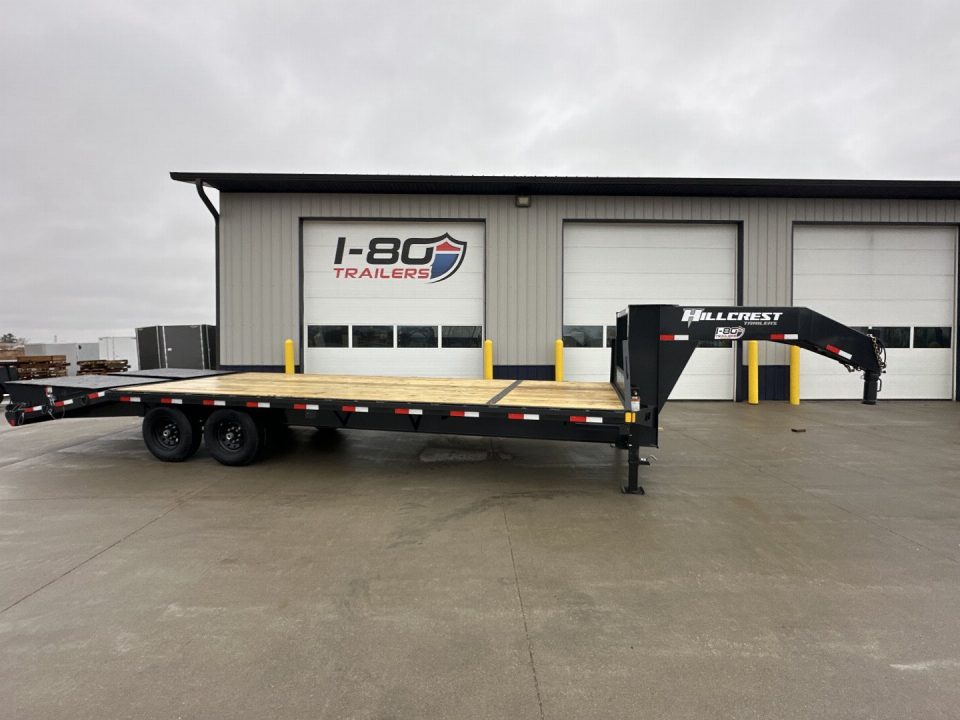 New 2026 Hillcrest Black-Grey 20'+5' 15.9k Gooseneck Flatbed Deckover Trailer