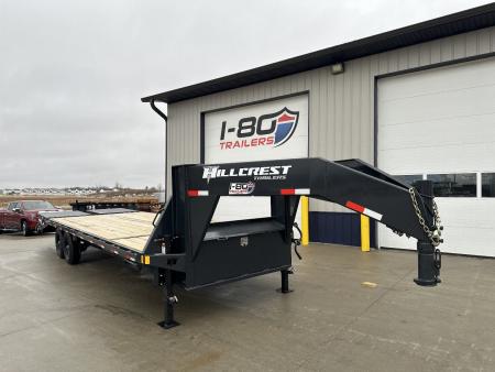 New 2025 Hillcrest Black-Grey 20'+5' 15.9k Gooseneck Flatbed Deckover Trailer