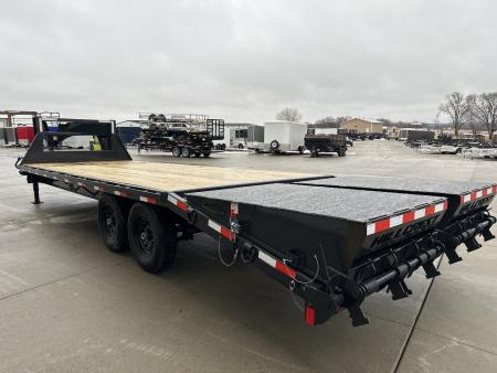 New 2026 Hillcrest Black-Grey 20'+5' 15.9k Gooseneck Flatbed Deckover Trailer