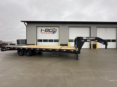 New 2026 Hillcrest Black-Grey 20'+5' 15.9k Gooseneck Flatbed Deckover Trailer