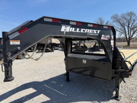 New 2026 Hillcrest Trailers Black-Grey 102"x25'+5' 15.9k Gooseneck Flatbed Deckover Trailer