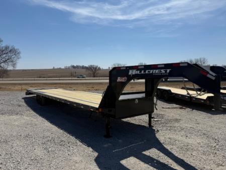 New 2026 Hillcrest Trailers Black-Grey 102 x25'+5' 15.9k Gooseneck Flatbed Deckover Trailer