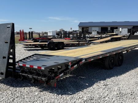 New 2026 Hillcrest Trailers Black-Grey 102"x25'+5' 15.9k Gooseneck Flatbed Deckover Trailer