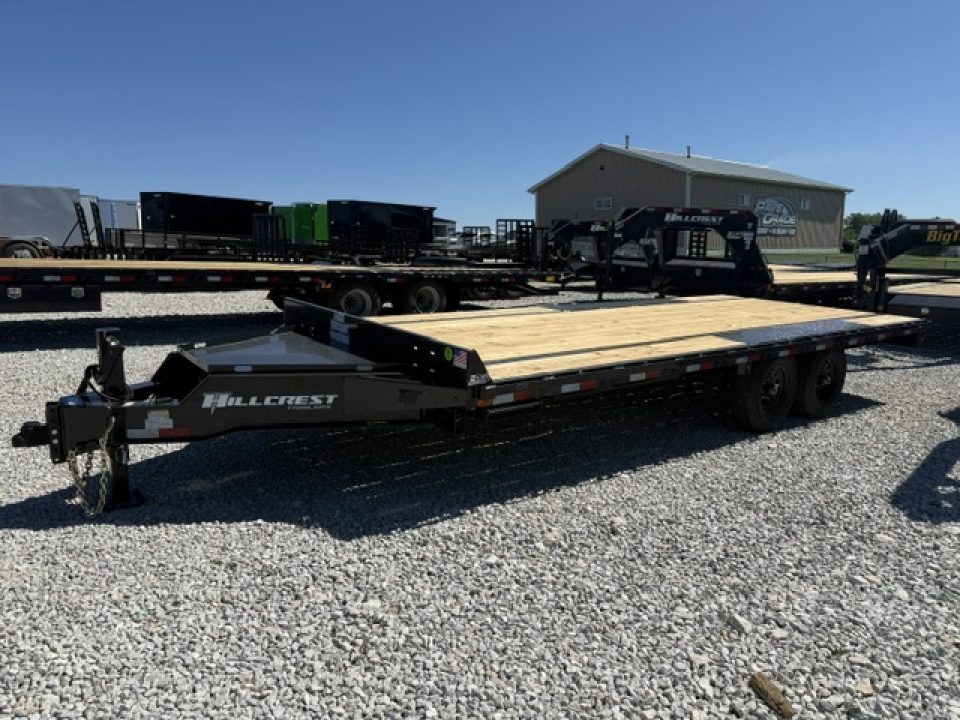 New 2026 Hillcrest Black-Grey 102"x20' 15.4k Bumper Pull Straight Deck Flatbed Deckover Trailer