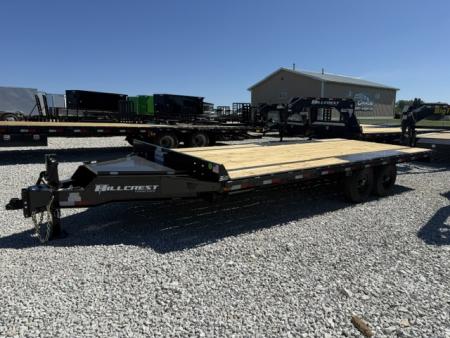 New 2026 Hillcrest Black-Grey 102"x20' 15.4k Bumper Pull Straight Deck Flatbed Deckover Trailer