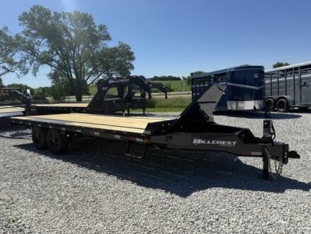 New 2026 Hillcrest Black-Grey 102"x20' 15.4k Bumper Pull Straight Deck Flatbed Deckover Trailer
