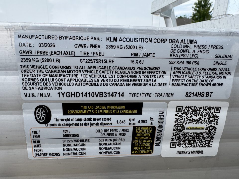 New 2027 Aluma 8214HS TILT Utility Trailer