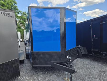 New 7.5 x 16 Look Element SE V-Nose Cargo Trailer 7K GVWR, **Tru Blue Composite w/Black Out Trim, Rear Flare w/ Lights, Alum Wheels & Ramp Door