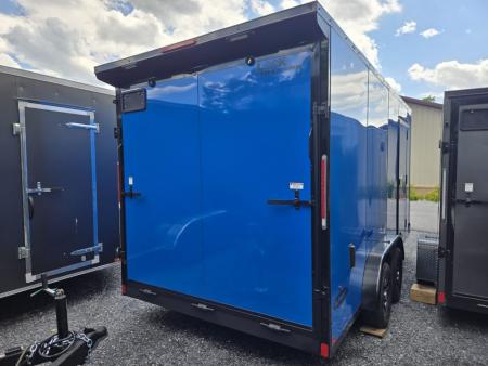 New 7.5 x 16 Look Element SE V-Nose Cargo Trailer 7K GVWR, **Tru Blue Composite w/Black Out Trim, Rear Flare w/ Lights, Alum Wheels & Ramp Door