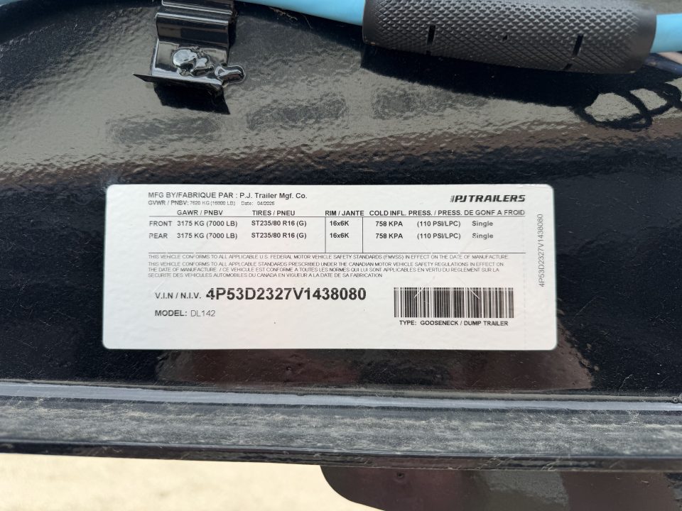 New 2027 PJ Trailers DL GN DUMP Dump Trailer