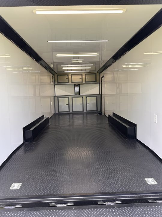 New 2026 Luxe 8.5x24 Racing Trailer Finished Interior- 5200 Tandem Axle-Charcoal-Blackout