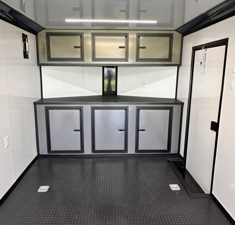 New 2026 Luxe 8.5x24 Racing Trailer Finished Interior- 5200 Tandem Axle-Charcoal-Blackout