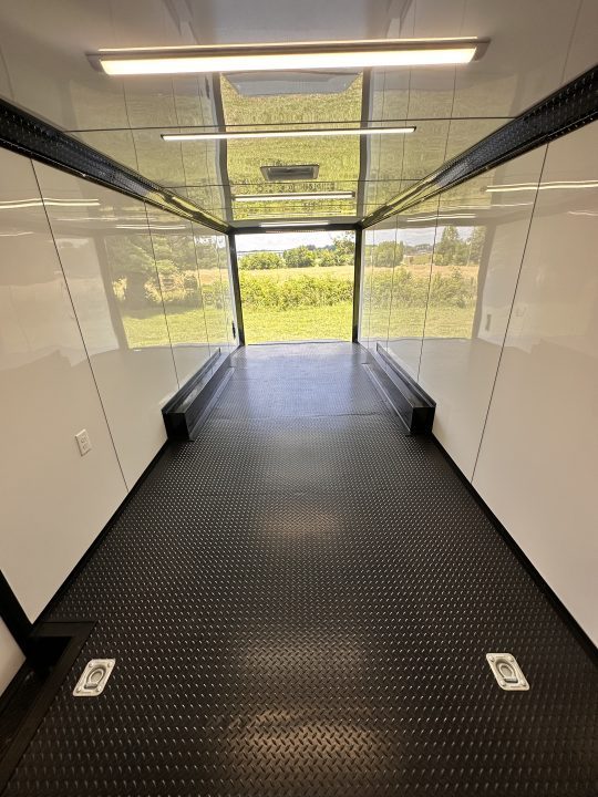 New 2026 Luxe 8.5x24 Racing Trailer Finished Interior- 5200 Tandem Axle-Charcoal-Blackout