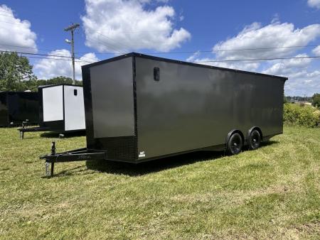 New 2026 Luxe 8.5x24 Racing Trailer Finished Interior- 5200 Tandem Axle-Charcoal-Blackout