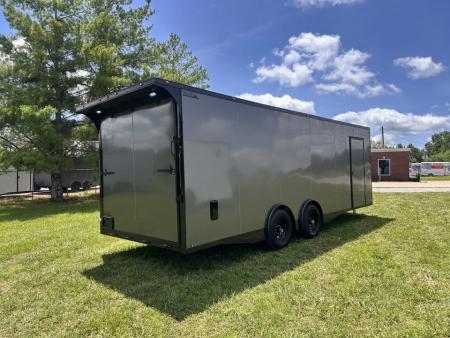 New 2026 Luxe 8.5x24 Racing Trailer Finished Interior- 5200 Tandem Axle-Charcoal-Blackout