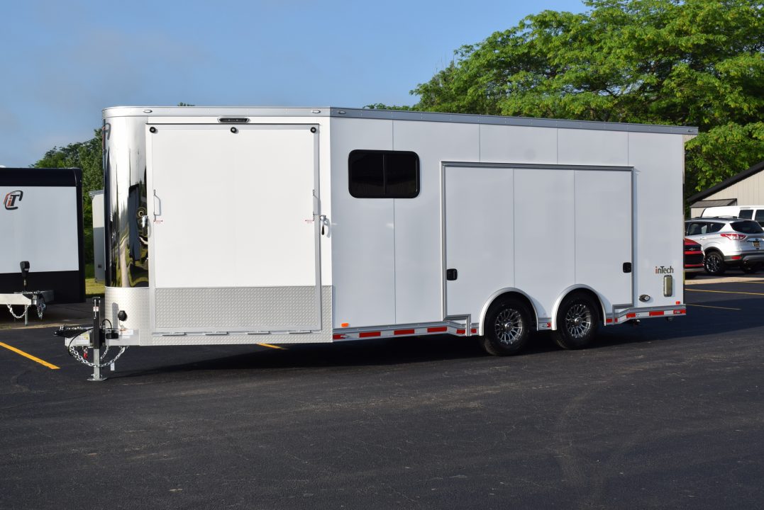 New inTech 18' Tag Extended Wedge Nose w/ 6' Side Ramp Door Multisport Trailer