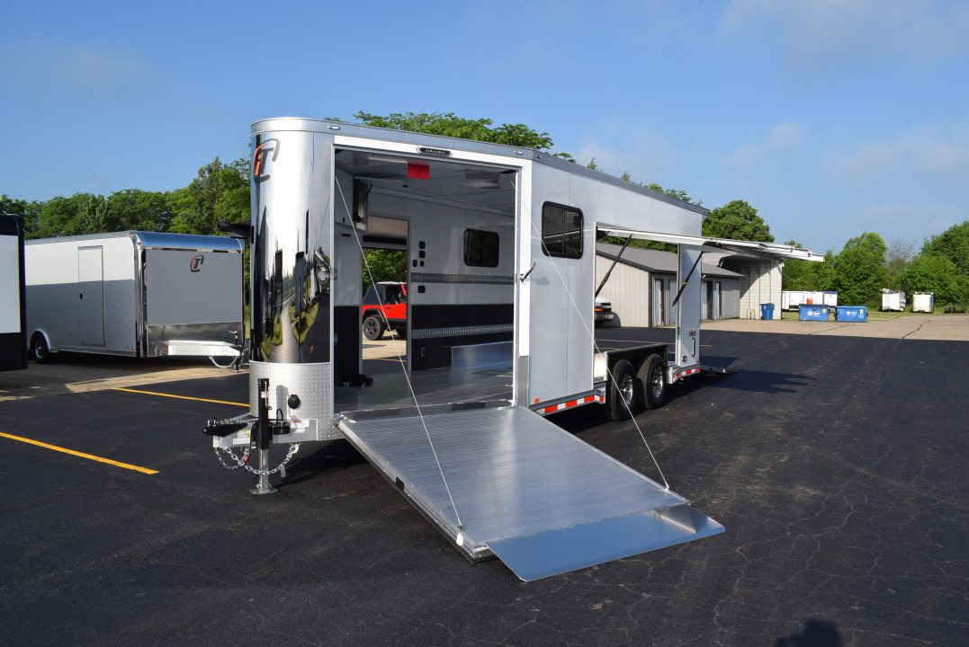 New inTech 18' Tag Extended Wedge Nose w/ 6' Side Ramp Door Multisport Trailer