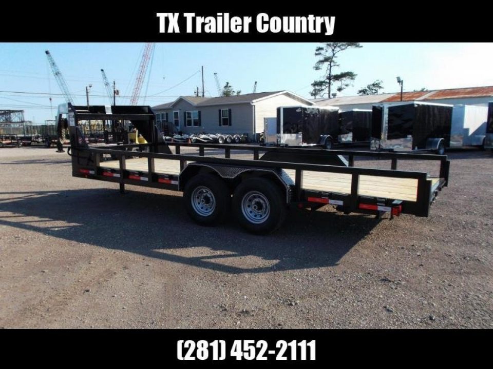 New 2026 Longhorn Trailers 83x20 Gooseneck 14K Utility Trailer / Lowboy Trailer / 7000# Axles / 3" Square Tubing / 5ft Heavy Duty Stand Up Ramps / LED Lights