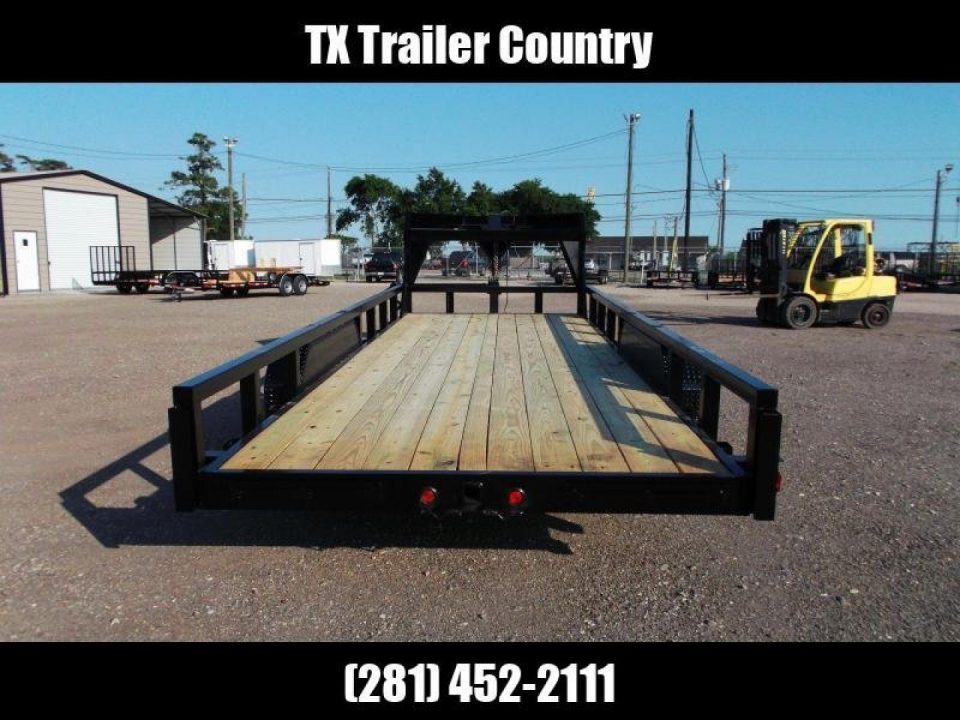 New 2026 Longhorn Trailers 83x20 Gooseneck 14K Utility Trailer / Lowboy Trailer / 7000# Axles / 3" Square Tubing / 5ft Heavy Duty Stand Up Ramps / LED Lights