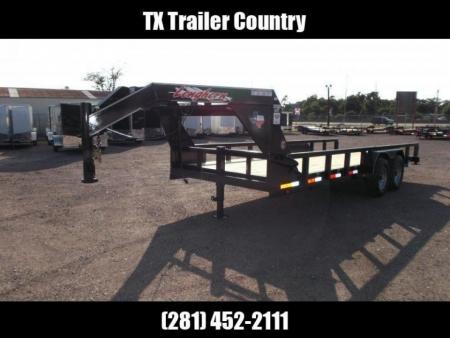 New 2026 Longhorn Trailers 83x20 Gooseneck 14K Utility Trailer / Lowboy Trailer / 7000# Axles / 3" Square Tubing / 5ft Heavy Duty Stand Up Ramps / LED Lights
