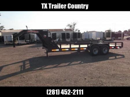 New 2026 Longhorn Trailers 83x20 Gooseneck 14K Utility Trailer / Lowboy Trailer / 7000# Axles / 3" Square Tubing / 5ft Heavy Duty Stand Up Ramps / LED Lights
