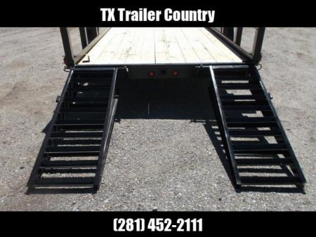 New 2026 Longhorn Trailers 83x20 Gooseneck 14K Utility Trailer / Lowboy Trailer / 7000# Axles / 3" Square Tubing / 5ft Heavy Duty Stand Up Ramps / LED Lights