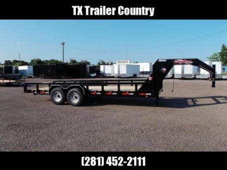 New 2026 Longhorn Trailers 83x20 Gooseneck 14K Utility Trailer / Lowboy Trailer / 7000# Axles / 3" Square Tubing / 5ft Heavy Duty Stand Up Ramps / LED Lights