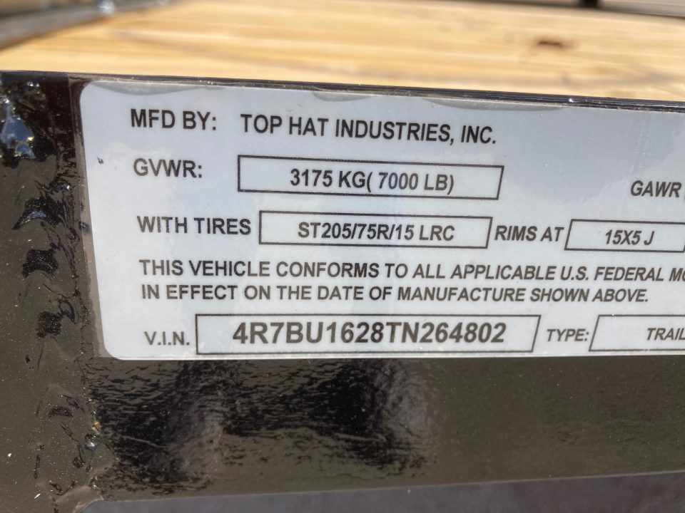 New 2026 Top Hat MP 16'x83" Utility Trailer