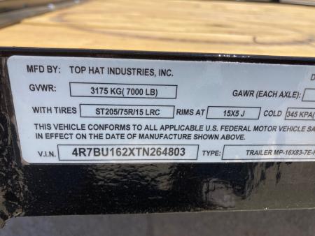 New 2026 Top Hat MP 16'x83" Utility Trailer