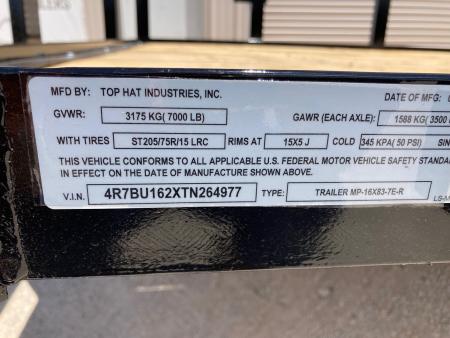 New 2026 Top Hat 16' x 83" MP Utility Trailer w/SIR