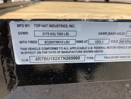 New 2026 Top Hat MP 83"X18' Utility Trailer w/SIR