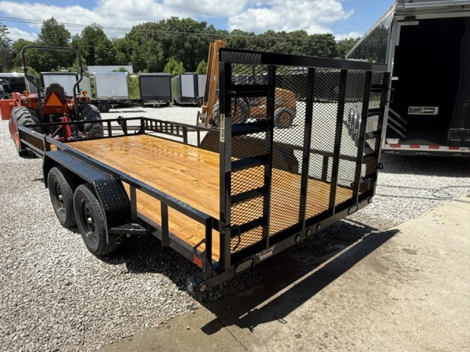 New Load Trail Utility 83x16 Tandem Axle 7K- Black W/ Side Rail Ramps