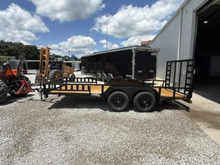 New Load Trail Utility 83x16 Tandem Axle 7K- Black W/ Side Rail Ramps
