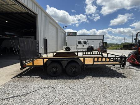 New Load Trail Utility 83x16 Tandem Axle 7K- Black W/ Side Rail Ramps