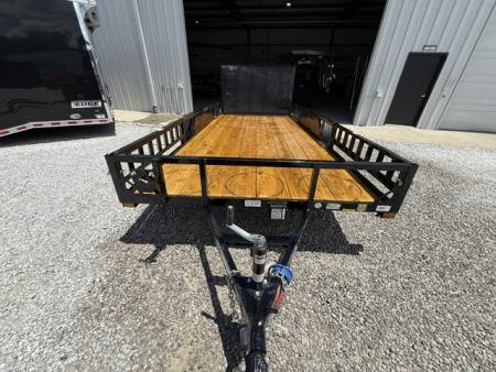 New Load Trail Utility 83x16 Tandem Axle 7K- Black W/ Side Rail Ramps