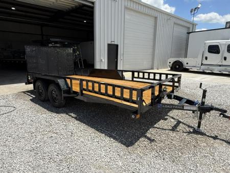 New Load Trail Utility 83x16 Tandem Axle 7K- Black W/ Side Rail Ramps