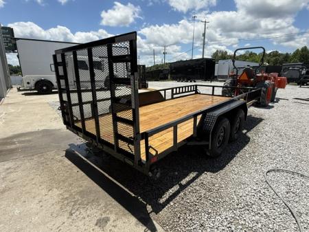 New Load Trail Utility 83x16 Tandem Axle 7K- Black W/ Side Rail Ramps