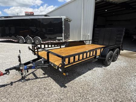 New Load Trail Utility 83x16 Tandem Axle 7K- Black W/ Side Rail Ramps