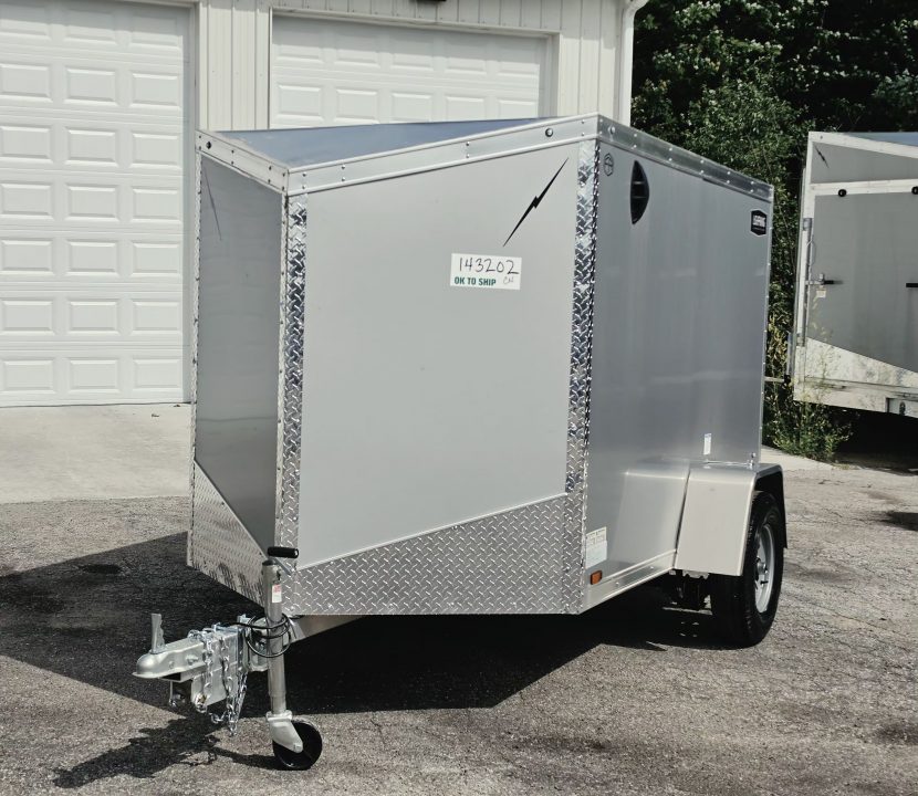New 5 X 8 CARGO ENCLOSED ALL ALUMINUM REAR RAMP DOOR LIGHTNING 2027 SINGLE AXLE