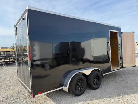New 2026 Cross Black 7'x16' 7k Beta Flat Top V-Nose Enclosed Cargo Trailer