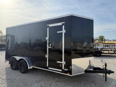 New 2026 Cross Black 7'x16' 7k Beta Flat Top V-Nose Enclosed Cargo Trailer