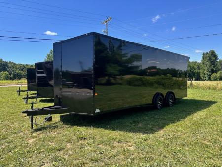 New 2026 Rock Solid 8.5x24 7'6" Interior Car Hauler-5200LB Torsion Axle-Black Poly- Blackout-Enclosed Car Hauler