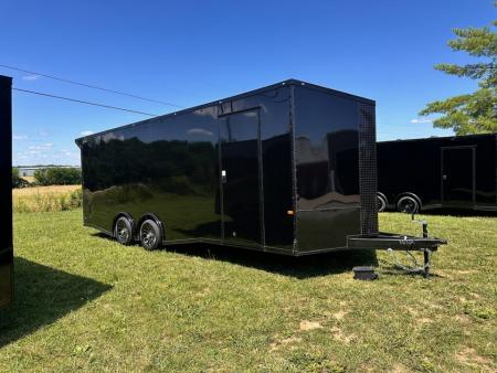 New 2026 Rock Solid 8.5x24 7'6  Interior Car Hauler-5200LB Torsion Axle-Black Poly- Blackout-Enclosed Car Hauler