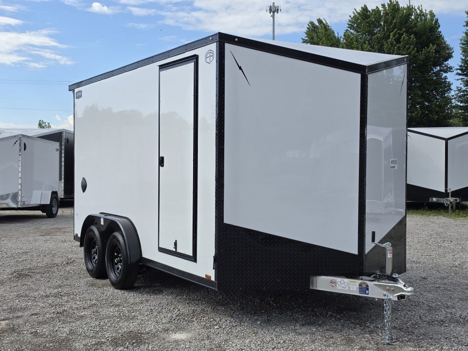 New 7.5 X 14 CARGO ENCLOSED TANDEM AXLE ALL ALUMINUM LIGHTNING 2027 REAR RAMP DOOR