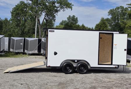 New 7.5 X 14 CARGO ENCLOSED TANDEM AXLE ALL ALUMINUM LIGHTNING 2027 REAR RAMP DOOR
