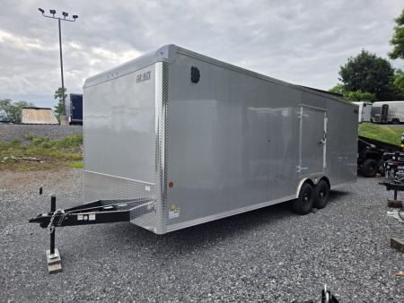 New 8.5 x 24 Car-Mate Custom Enclosed Cargo Trailer, 10K GVWR ***Silver w/6k Torsion Axles, 6" Extra Height, & Get-Out Door