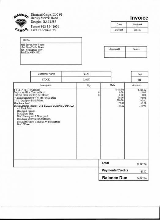 New 2026 DIAMOND CARGO 6 x 12 TA Cargo / Enclosed Trailer
